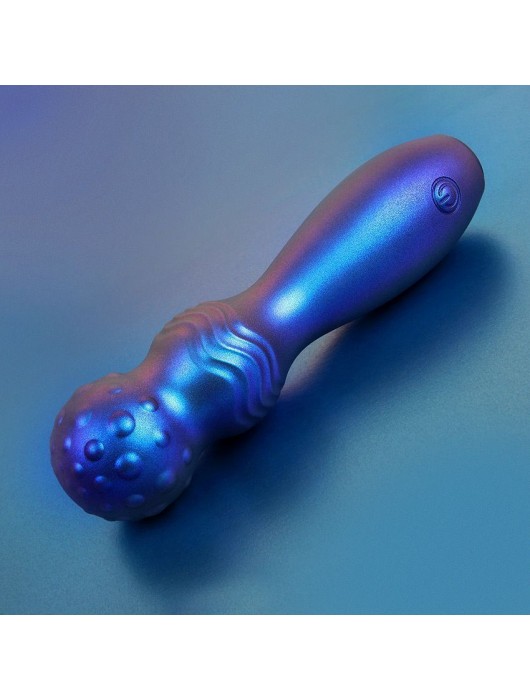 Синий фигурный вибромассажер с шаровидной головкой - 14 см. - DAISY