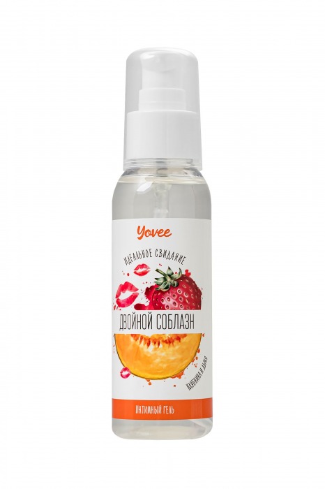 Съедобная гель-смазка Yovee «Двойной соблазн» с Д-пантенолом и вкусом клубники и дыни - 100 мл. - ToyFa - купить с доставкой в Южно-Сахалинске