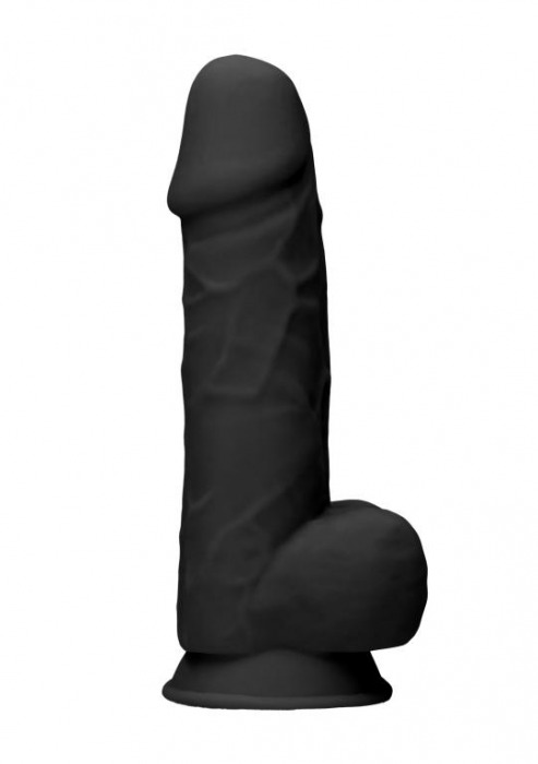 Черный фаллоимитатор Realistic Cock With Scrotum - 21,5 см. - Shots Media BV