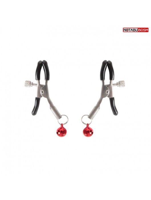 Серебристые зажимы на соски с шариками - Notabu - купить с доставкой в Южно-Сахалинске