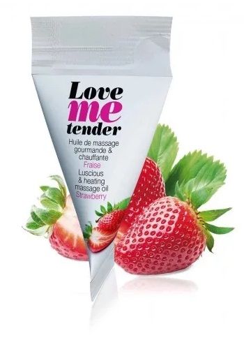 Съедобное согревающее массажное масло Love Me Tender Strawberry с ароматом клубники - 10 мл. - Love to Love - купить с доставкой в Южно-Сахалинске