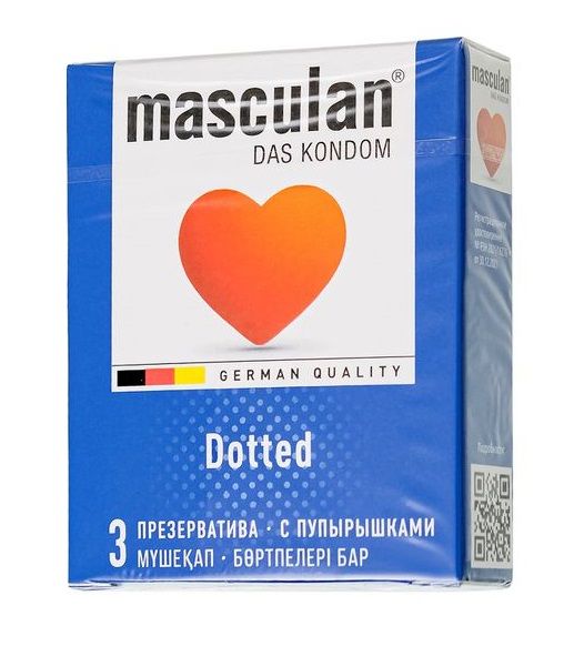 Презервативы с пупырышками Masculan Dotted - 3 шт. - Masculan - купить с доставкой в Южно-Сахалинске