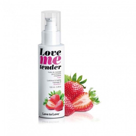 Съедобное согревающее массажное масло Love Me Tender Strawberry с ароматом клубники - 100 мл. - Love to Love - купить с доставкой в Южно-Сахалинске