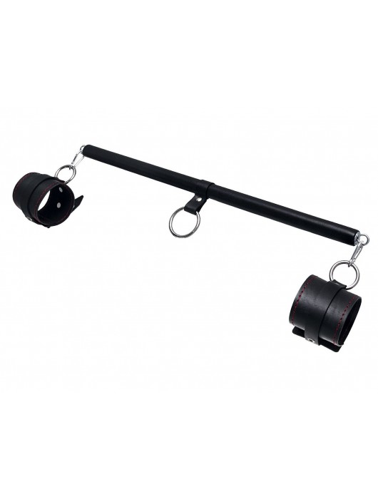 Черная распорка для ног с кожаными манжетами - Pecado - купить с доставкой в Южно-Сахалинске