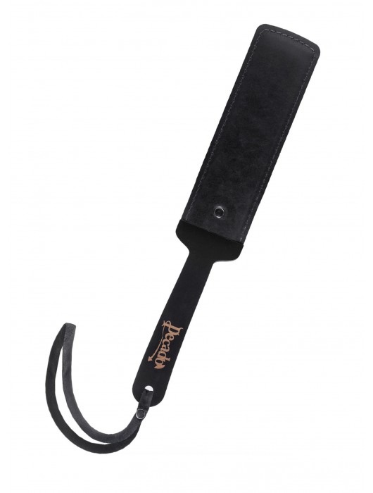 Черный кожаный пэддл - 37 см. - Pecado - купить с доставкой в Южно-Сахалинске