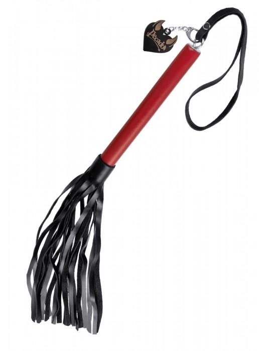 Черно-красная кожаная плеть - 50 см. - Pecado - купить с доставкой в Южно-Сахалинске