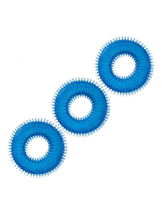 Комплект из трех голубых колец для эрекции 3-Pack Ultra-Stim Stretch Cock Rings - BlueLine - в Южно-Сахалинске купить с доставкой