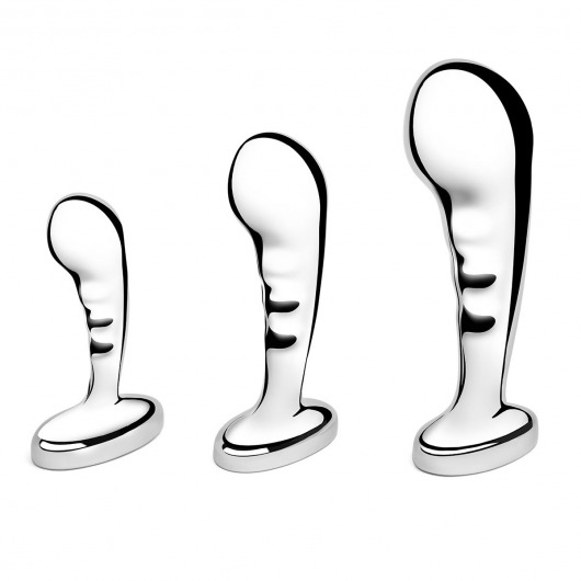 Набор из 3 стальных стимуляторов простаты Stainless Steel P-spot Training Set - b-Vibe - в Южно-Сахалинске купить с доставкой