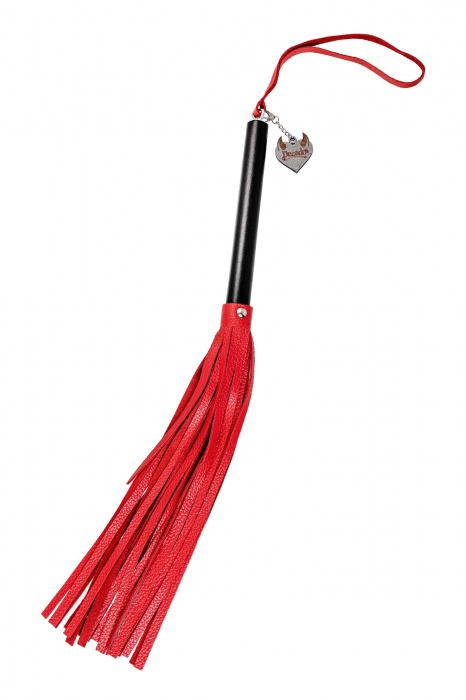 Красно-черная кожаная плеть - 50 см. - Pecado - купить с доставкой в Южно-Сахалинске
