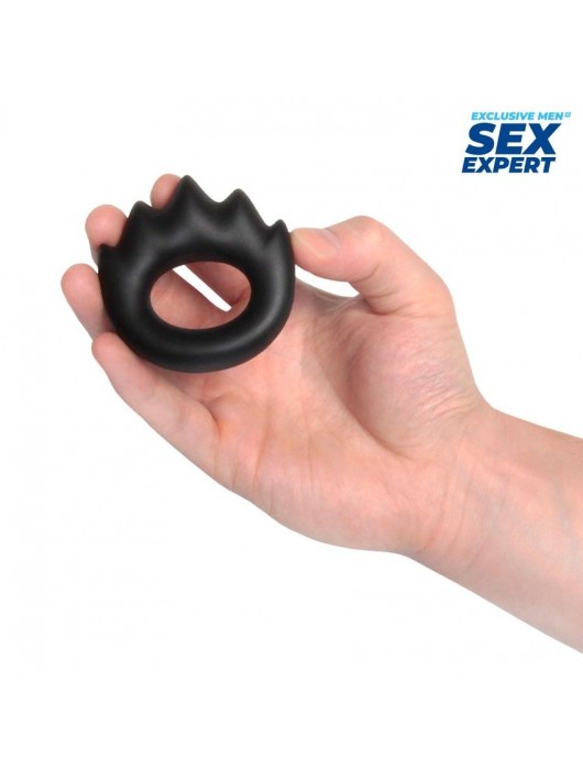 Черное эрекционное кольцо в форме пламени - Sex Expert - в Южно-Сахалинске купить с доставкой