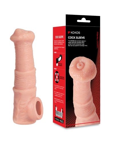 Телесная фантазийная насадка на член Cock Sleeve Size M - KOKOS - в Южно-Сахалинске купить с доставкой