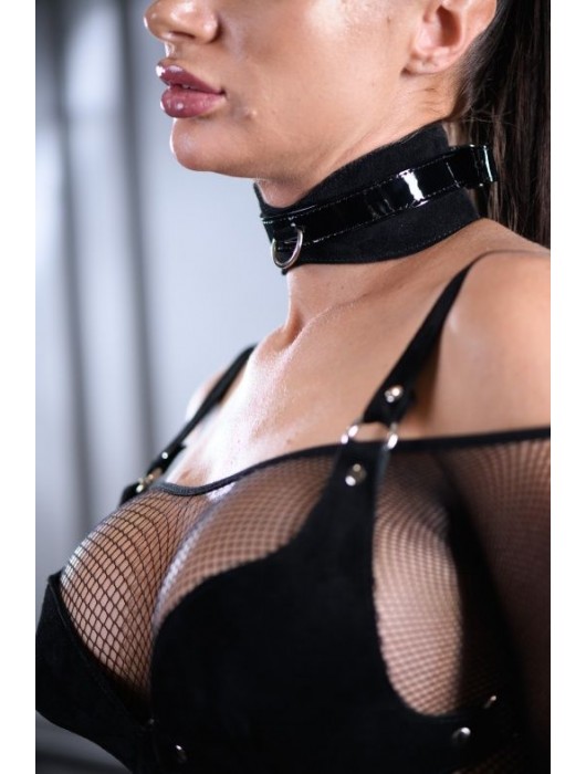 Эффектный замшевый ошейник Sex Game - БДСМ Арсенал - купить с доставкой в Южно-Сахалинске