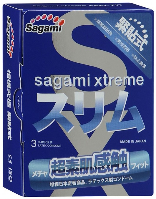 Розовые презервативы Sagami Xtreme FEEL FIT 3D - 3 шт. - Sagami - купить с доставкой в Южно-Сахалинске