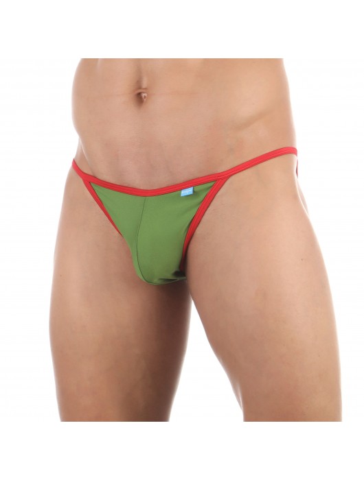 Зеленые сексуальные трусы-танга с контрастной отделкой - Boefje купить с доставкой