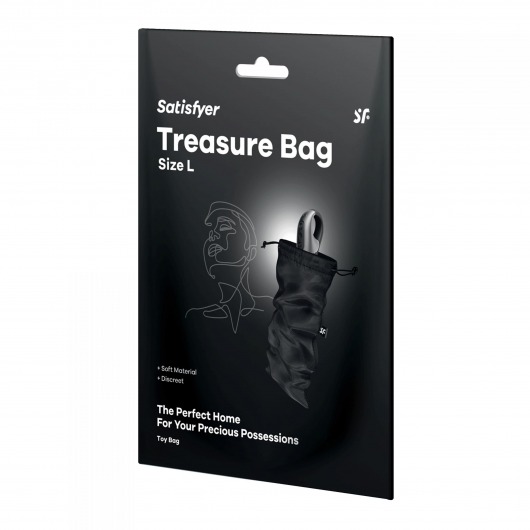 Черный мешочек для хранения игрушек Treasure Bag L - Satisfyer - купить с доставкой в Южно-Сахалинске