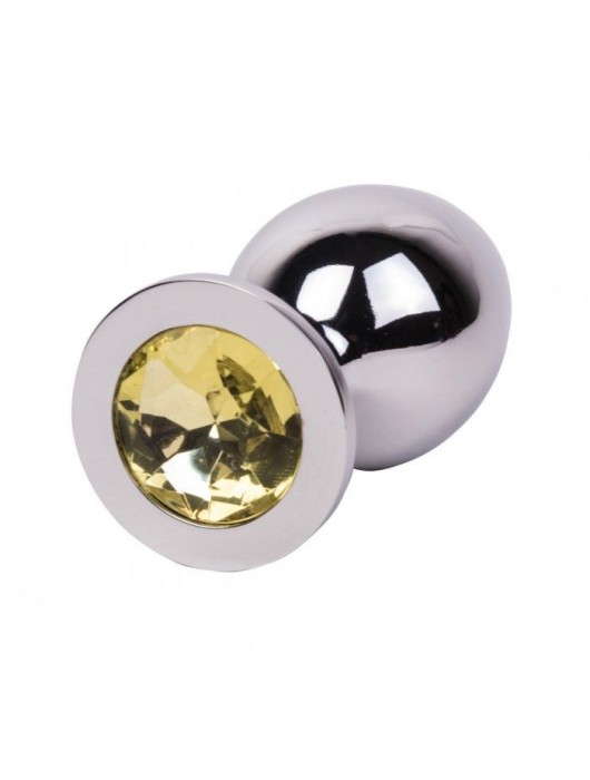 Большой стальной плаг с желтым кристаллом Sweet Lemon - 9,5 см. - Erotic Fantasy - купить с доставкой в Южно-Сахалинске