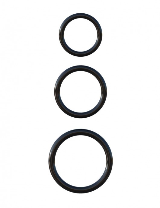 Набор из трех черных эрекционных колец Silicone 3-Ring Stamina Set - Pipedream - в Южно-Сахалинске купить с доставкой