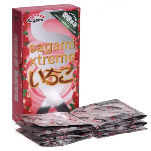 Презервативы Sagami Xtreme Strawberry c ароматом клубники - 10 шт. - Sagami - купить с доставкой в Южно-Сахалинске