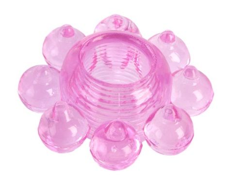 Розовое гелевое эрекционное кольцо-цветок - Toyfa Basic - в Южно-Сахалинске купить с доставкой