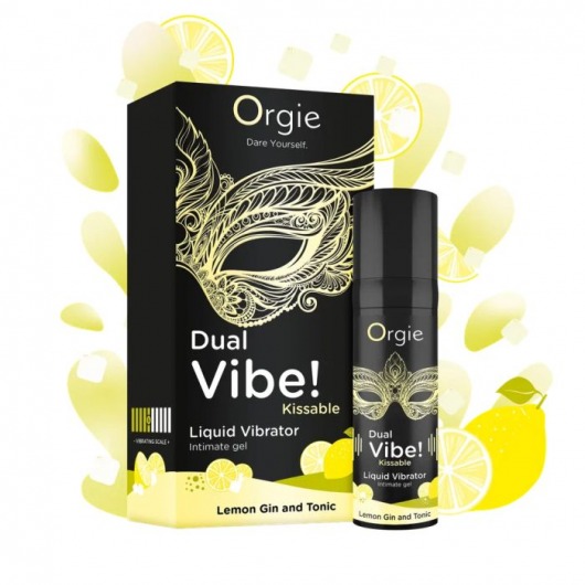 Съедобный жидкий вибратор Dual Vibe! со вкусом лимонного джина с тоником - 15 мл. - ORGIE - купить с доставкой в Южно-Сахалинске