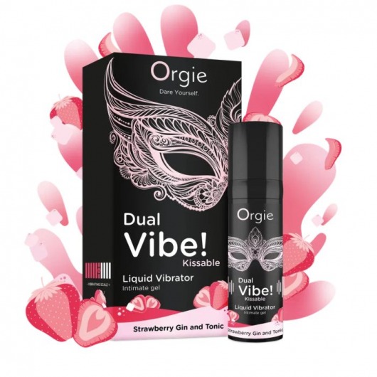 Съедобный жидкий вибратор Dual Vibe! со вкусом клубничного джина с тоником - 15 мл. - ORGIE - купить с доставкой в Южно-Сахалинске