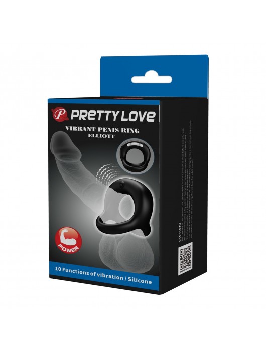 Черное виброкольцо на пенис и мошонку Elliott - Baile - в Южно-Сахалинске купить с доставкой