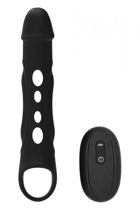 Черная насадка-удлинитель Vibrating Extender With Remote с вибрацией - Dream Toys - в Южно-Сахалинске купить с доставкой