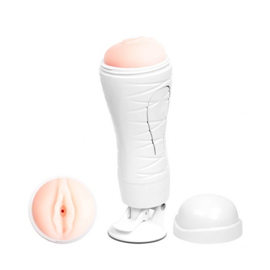 Мастурбатор-вагина Flora White с присоской и 12 режимами вибрации - Baile - в Южно-Сахалинске купить с доставкой