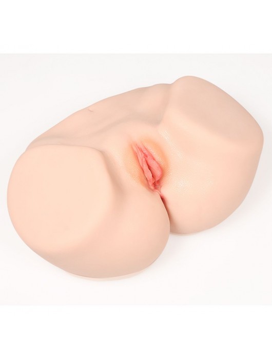 Телесный полуторс с двойным слоем материала и вибрацией Vanilla Onahole Real Vagina - KOKOS - в Южно-Сахалинске купить с доставкой