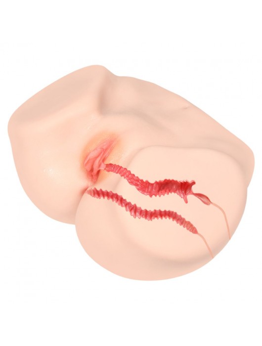 Телесный полуторс с двойным слоем материала и вибрацией Vanilla Onahole Real Vagina - KOKOS - в Южно-Сахалинске купить с доставкой