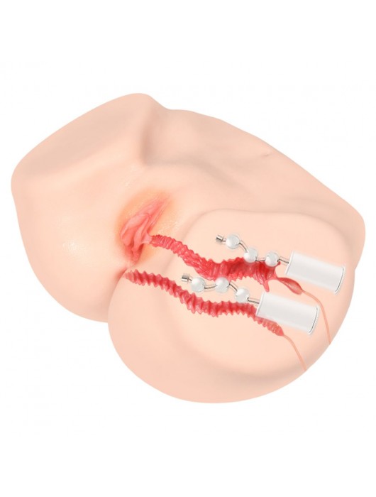 Телесный полуторс с двойным слоем материала и вибрацией Vanilla Onahole Real Vagina - KOKOS - в Южно-Сахалинске купить с доставкой