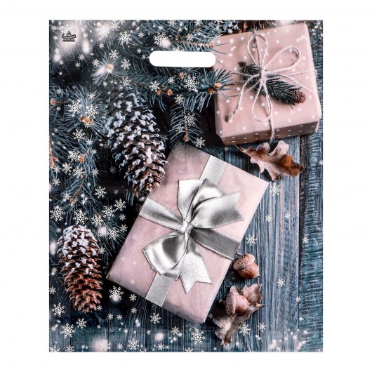 Новогодний пакет с принтом в виде подарков и вырубной ручкой (45х38 см) - Сима-Ленд - купить с доставкой в Южно-Сахалинске