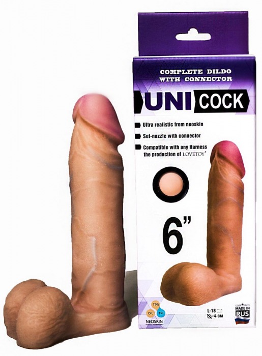 Насадка для страпона фаллической формы UNICOCK 6  - 18 см. - LOVETOY (А-Полимер) - купить с доставкой в Южно-Сахалинске