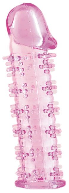 Розовая насадка на пенис с шипами - 12,5 см. - A-toys - в Южно-Сахалинске купить с доставкой