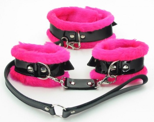 Набор с розовым мехом BDSM Light - БДСМ Арсенал - купить с доставкой в Южно-Сахалинске