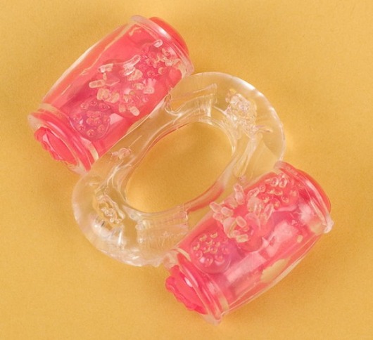 Прозрачное виброкольцо с двумя вибропульками - Toyfa Basic - в Южно-Сахалинске купить с доставкой