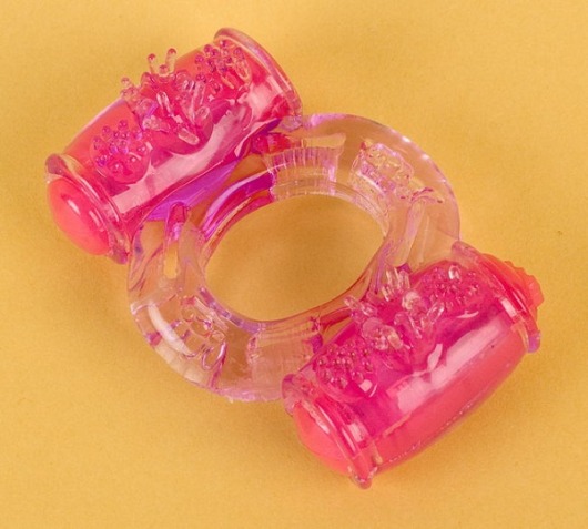 Фиолетовое виброкольцо с двумя вибропульками - Toyfa Basic - в Южно-Сахалинске купить с доставкой