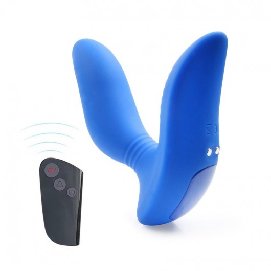 Синий вибромассажер простаты 3,5’’ Remote Control Curve P-spot Massager - 12 см. - Erokay - в Южно-Сахалинске купить с доставкой