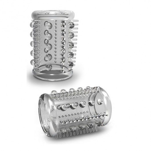 Прозрачная насадка с шипами и шишечками STAY HARD COCK SLEEVE 03 CLEAR - Blush Novelties - в Южно-Сахалинске купить с доставкой