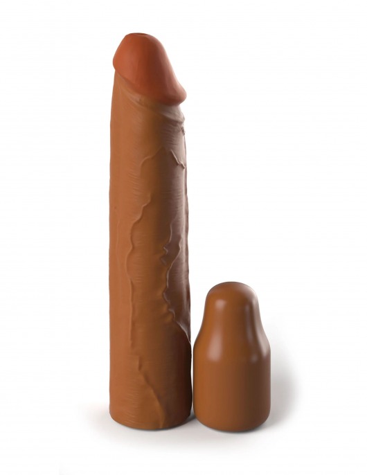 Коричневая насадка на член 2  Silicone X-tension - 20,3 см. - Pipedream - в Южно-Сахалинске купить с доставкой