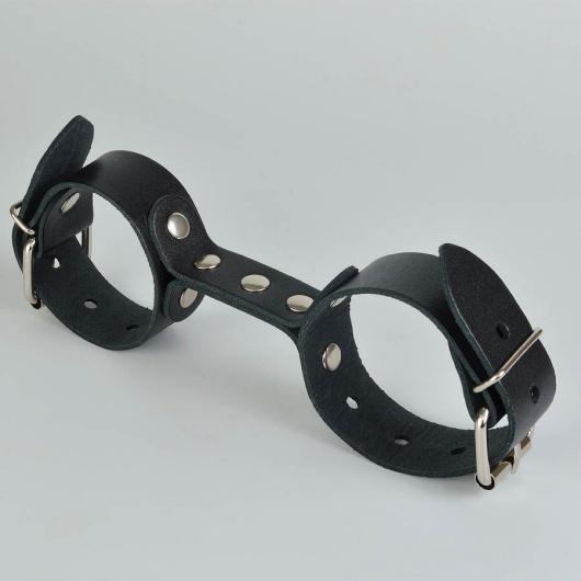 Черные кожаные наручники-фиксатор - Sitabella - купить с доставкой в Южно-Сахалинске