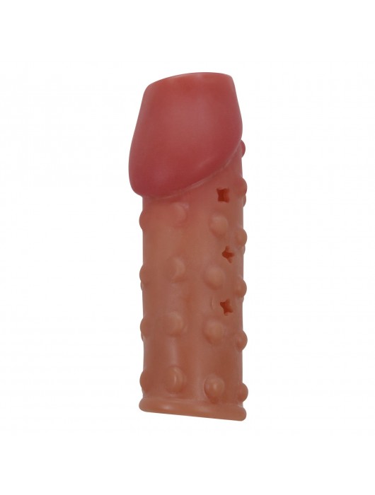 Телесная открытая насадка на пенис с бугорками - 19,8 см. - Baile - в Южно-Сахалинске купить с доставкой