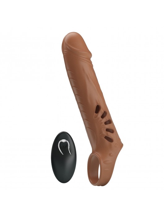 Коричневая вибронасадка с подхватом мошонки и пультом ДУ - Baile - в Южно-Сахалинске купить с доставкой