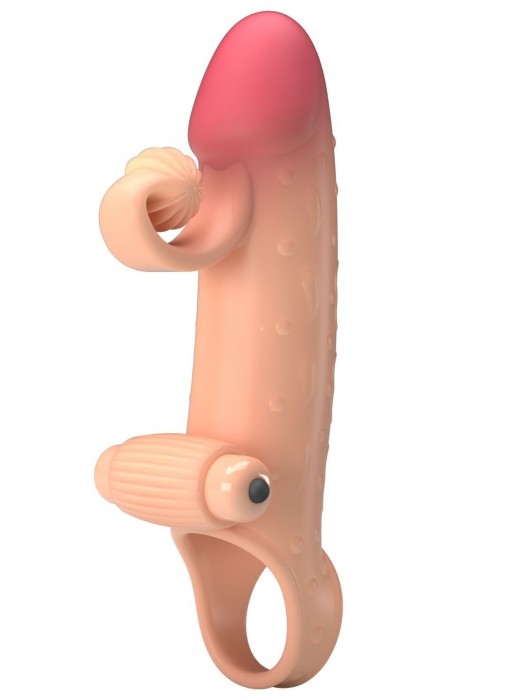 Телесная вибронасадка на пенис с подхватом мошонки - 20 см. - Baile - в Южно-Сахалинске купить с доставкой
