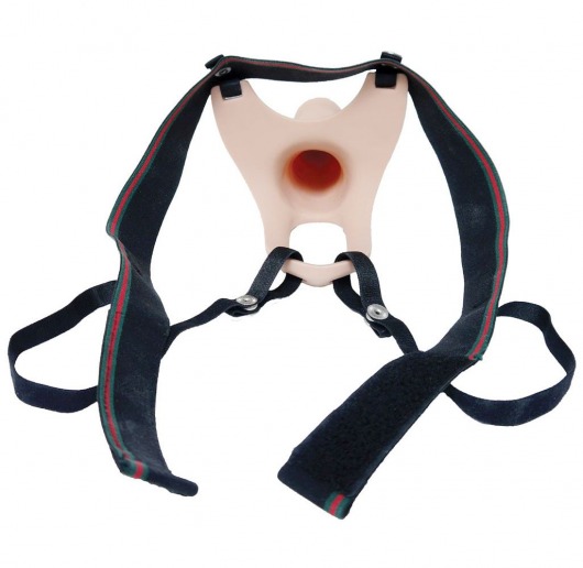 Телесный полый страпон на ремешках - 16,5 см. - Boys of Toys - купить с доставкой в Южно-Сахалинске