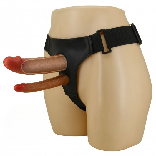 Темно-бежевый фаллопротез для двойного проникновения - 17,5 см. - Baile - купить с доставкой в Южно-Сахалинске