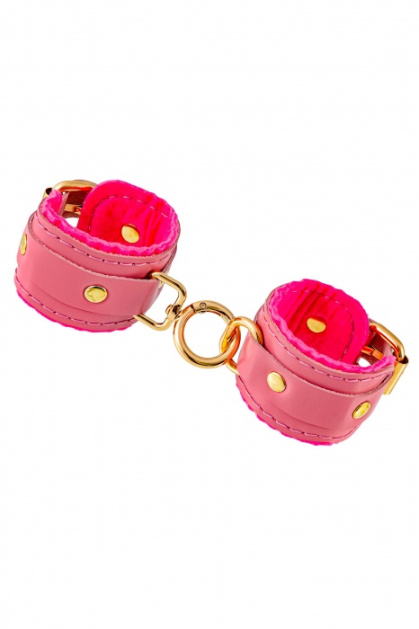 Розовые двуслойные кожаные оковы - Pecado - купить с доставкой в Южно-Сахалинске