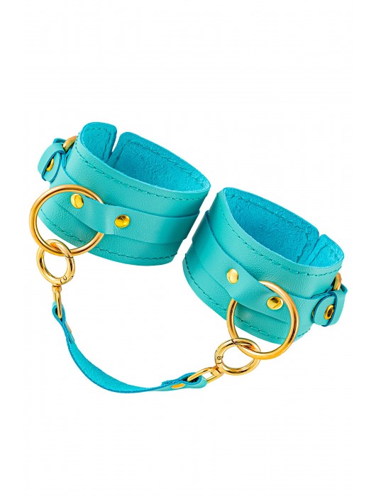 Голубые однослойные кожаные оковы - Pecado - купить с доставкой в Южно-Сахалинске