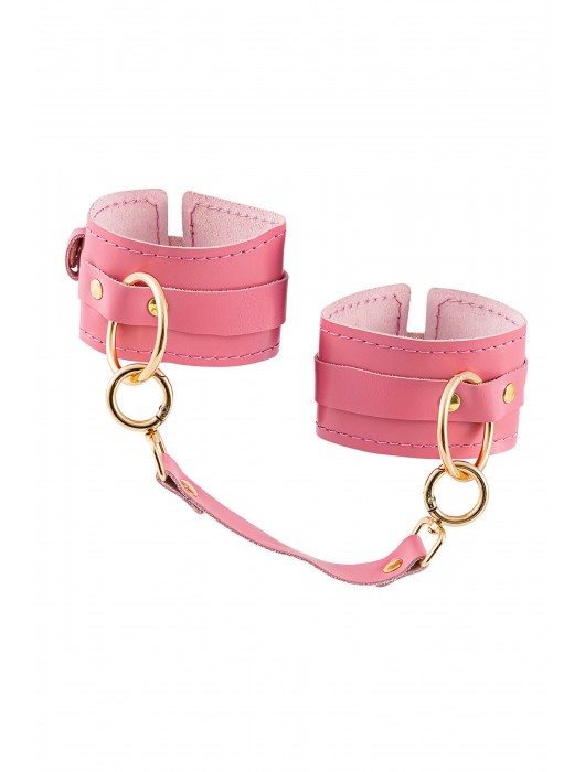 Розовые однослойные кожаные оковы - Pecado - купить с доставкой в Южно-Сахалинске