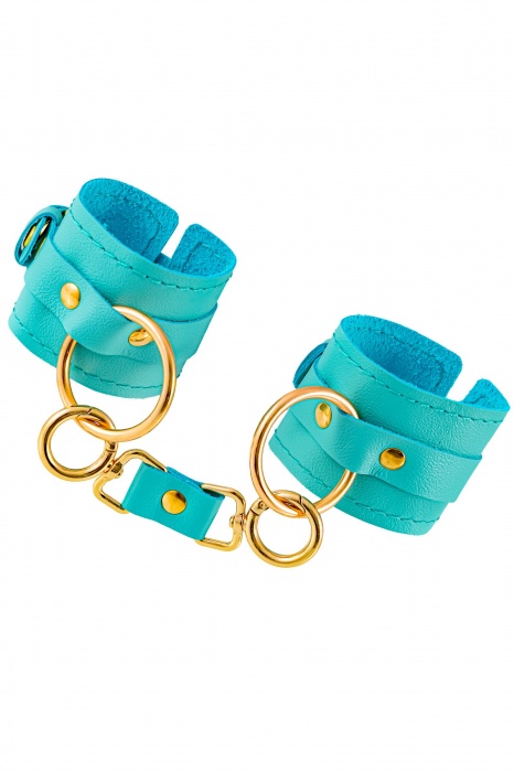Голубые однослойные кожаные наручники - Pecado - купить с доставкой в Южно-Сахалинске